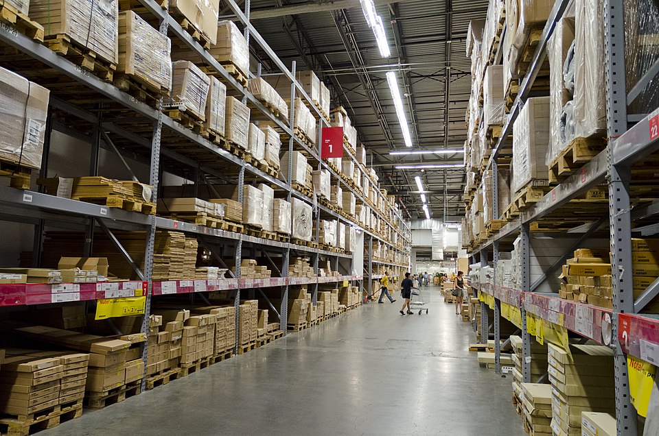 Self service warehouse area with flat-pack furniture